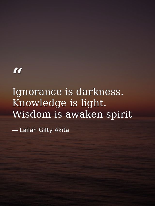 Ignorance is darkness. Knowledge is light. Wisdom is awaken spirit — Lailah Gifty Akita
