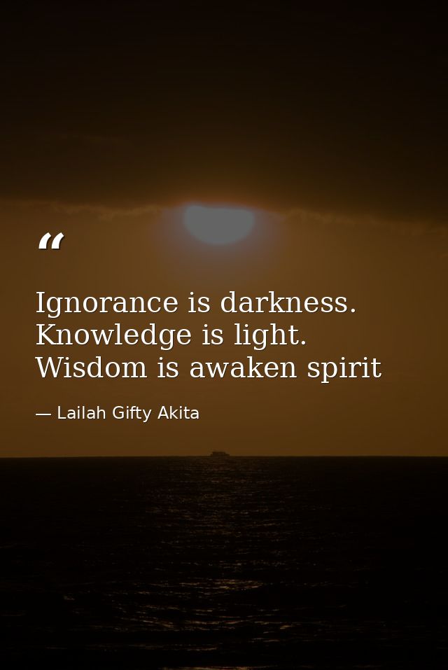 Ignorance is darkness. Knowledge is light. Wisdom is awaken spirit — Lailah Gifty Akita