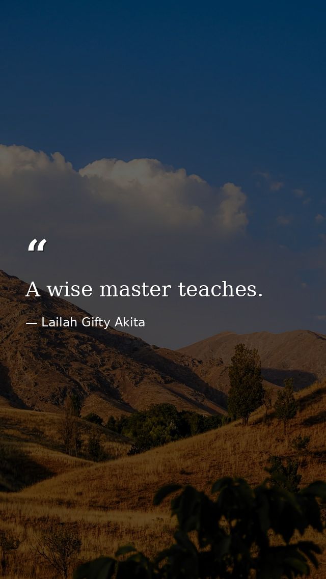 A wise master teaches. — Lailah Gifty Akita