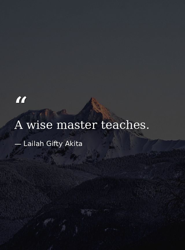 A wise master teaches. — Lailah Gifty Akita