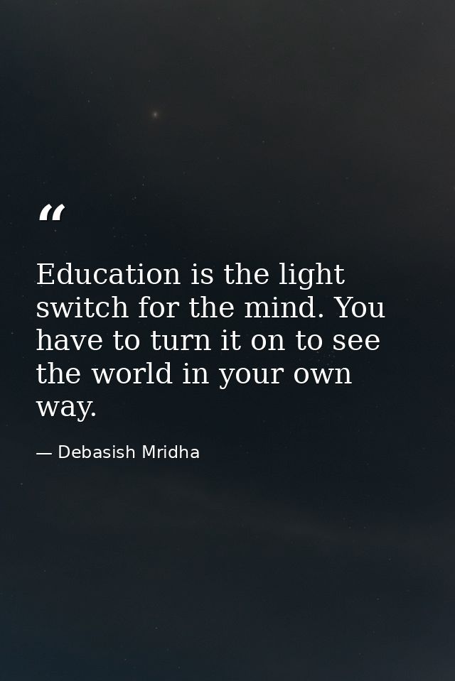 Education is the light switch for the mind. You have to turn it on to see the world in your own way. — Debasish Mridha