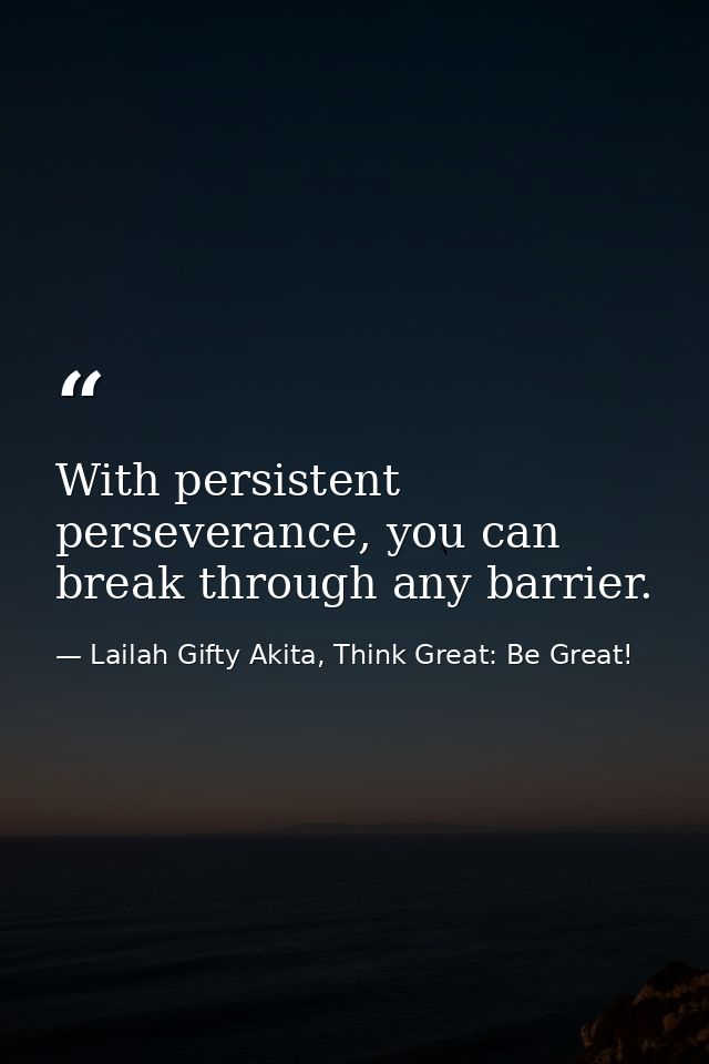 With persistent perseverance, you can break through any barrier. — Lailah Gifty Akita, Think Great: Be Great!