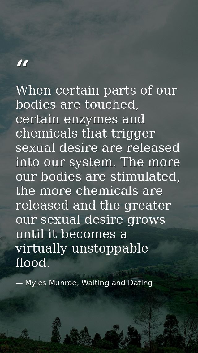 When certain parts of our bodies are touched, certain enzymes and chemicals that trigger sexual desire are released into — Myles Munroe, Waiting and Dating