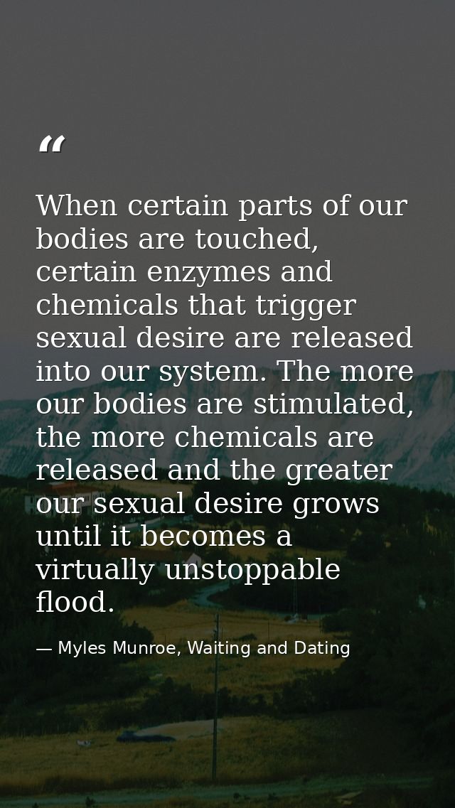 When certain parts of our bodies are touched, certain enzymes and chemicals that trigger sexual desire are released into — Myles Munroe, Waiting and Dating