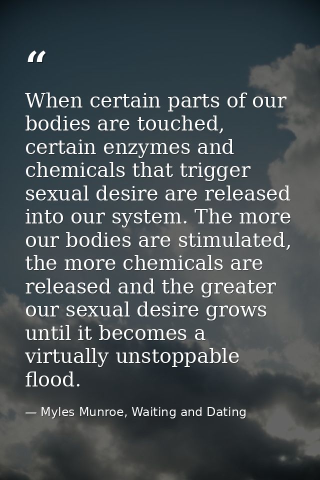 When certain parts of our bodies are touched, certain enzymes and chemicals that trigger sexual desire are released into — Myles Munroe, Waiting and Dating