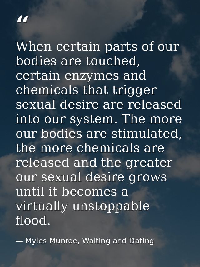 When certain parts of our bodies are touched, certain enzymes and chemicals that trigger sexual desire are released into — Myles Munroe, Waiting and Dating