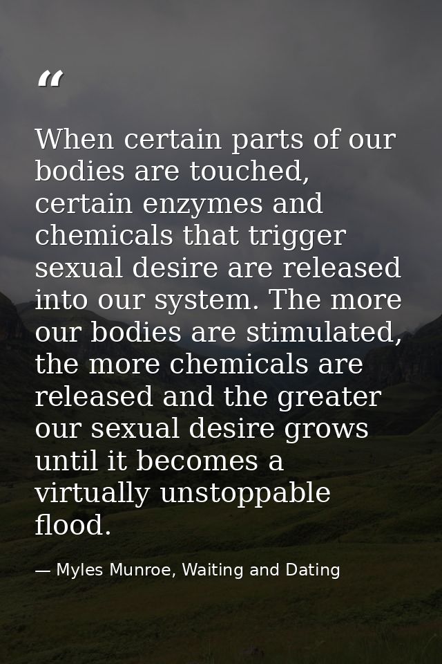 When certain parts of our bodies are touched, certain enzymes and chemicals that trigger sexual desire are released into — Myles Munroe, Waiting and Dating