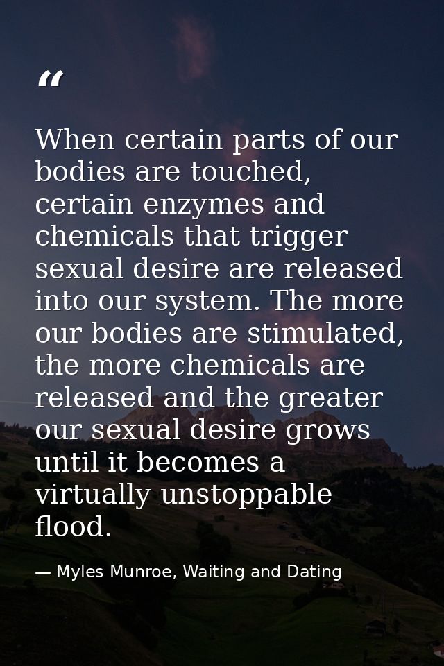 When certain parts of our bodies are touched, certain enzymes and chemicals that trigger sexual desire are released into — Myles Munroe, Waiting and Dating