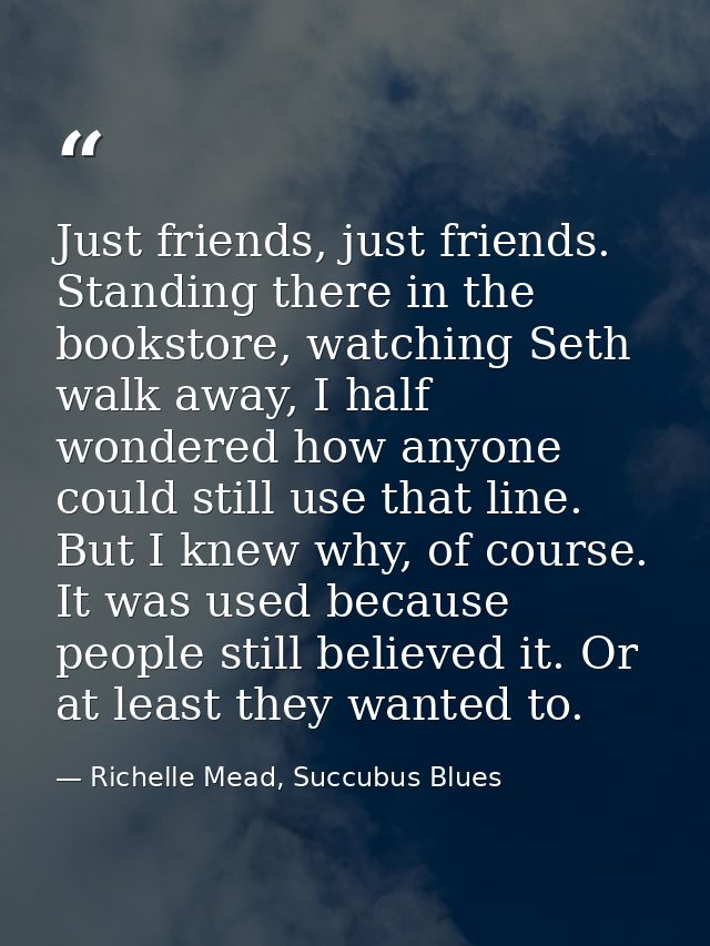 Just friends, just friends. Standing there in the bookstore, watching Seth walk away, I half wondered how anyone could s — Richelle Mead, Succubus Blues