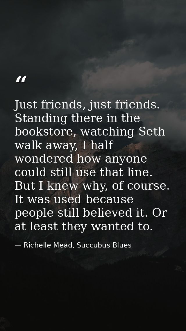Just friends, just friends. Standing there in the bookstore, watching Seth walk away, I half wondered how anyone could s — Richelle Mead, Succubus Blues