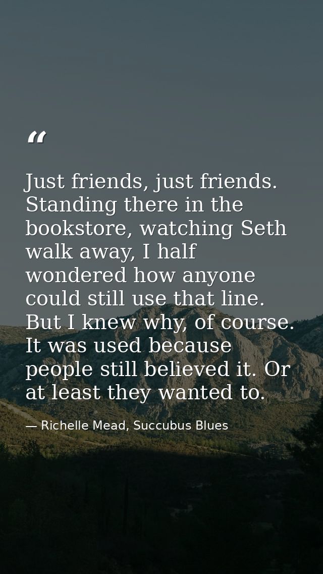 Just friends, just friends. Standing there in the bookstore, watching Seth walk away, I half wondered how anyone could s — Richelle Mead, Succubus Blues