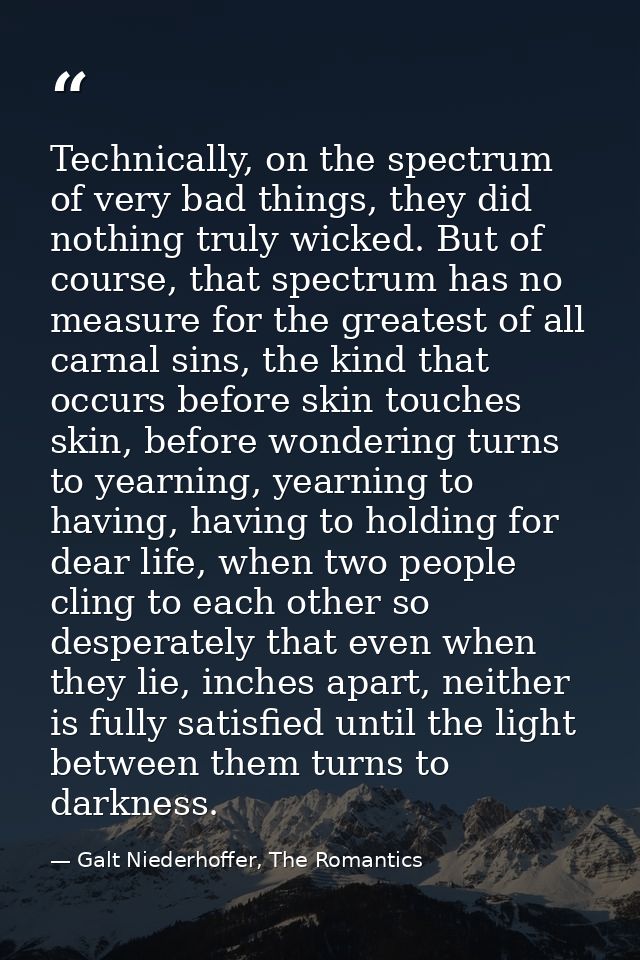 Technically, on the spectrum of very bad things, they did nothing truly wicked. But of course, that spectrum has no meas — Galt Niederhoffer, The Romantics