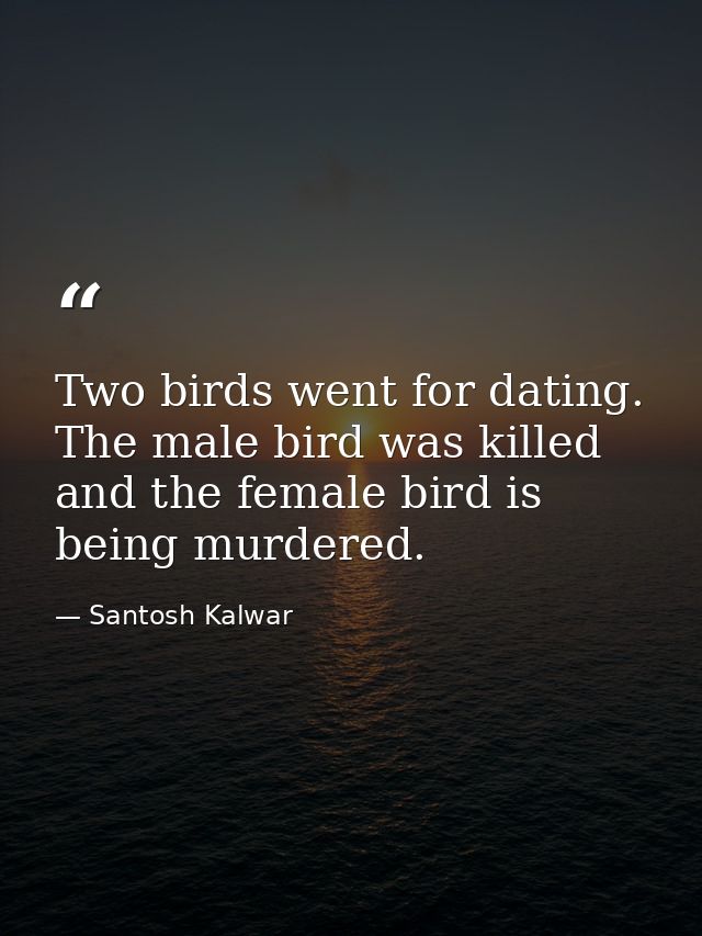 Two birds went for dating. The male bird was killed and the female bird is being murdered. — Santosh Kalwar