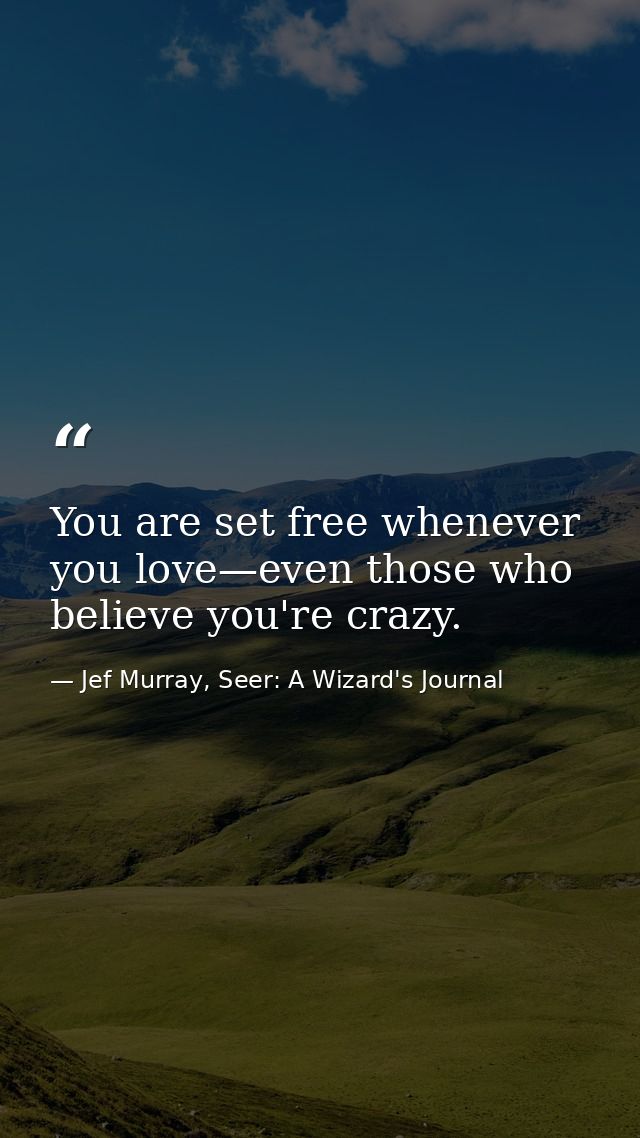 You are set free whenever you love—even those who believe you're crazy. — Jef Murray, Seer: A Wizard's Journal