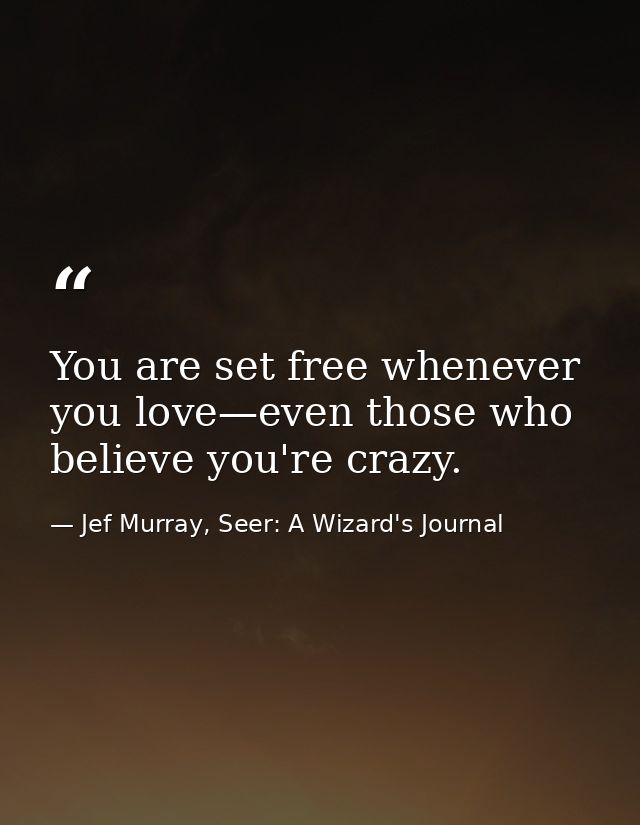 You are set free whenever you love—even those who believe you're crazy. — Jef Murray, Seer: A Wizard's Journal
