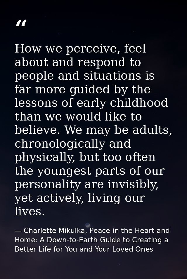 How we perceive, feel about and respond to people and situations is far more guided by the lessons of early childhood th — Charlette Mikulka, Peace in the Heart and Home: A Down-to-Earth Guide to Creating a Better Life for You and Your Loved Ones