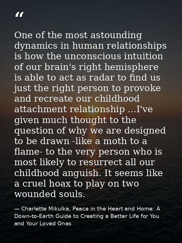 One of the most astounding dynamics in human relationships is how the unconscious intuition of our brain's right hemisph — Charlette Mikulka, Peace in the Heart and Home: A Down-to-Earth Guide to Creating a Better Life for You and Your Loved Ones