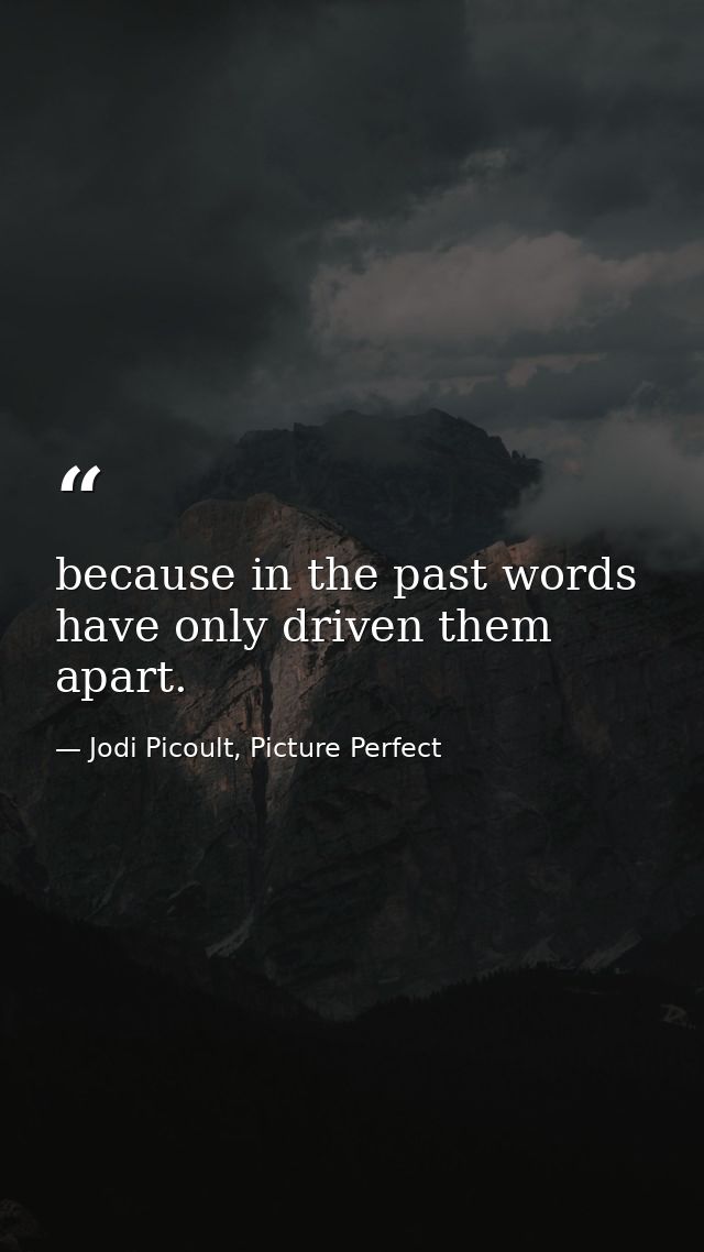because in the past words have only driven them apart. — Jodi Picoult, Picture Perfect