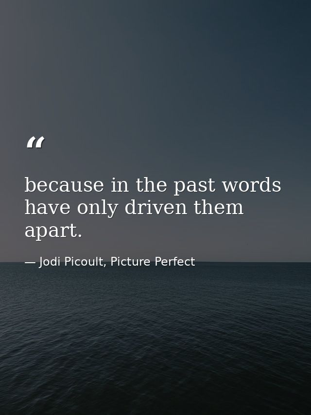 because in the past words have only driven them apart. — Jodi Picoult, Picture Perfect