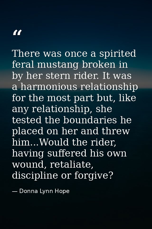 There was once a spirited feral mustang broken in by her stern rider. It was a harmonious relationship for the most part — Donna Lynn Hope
