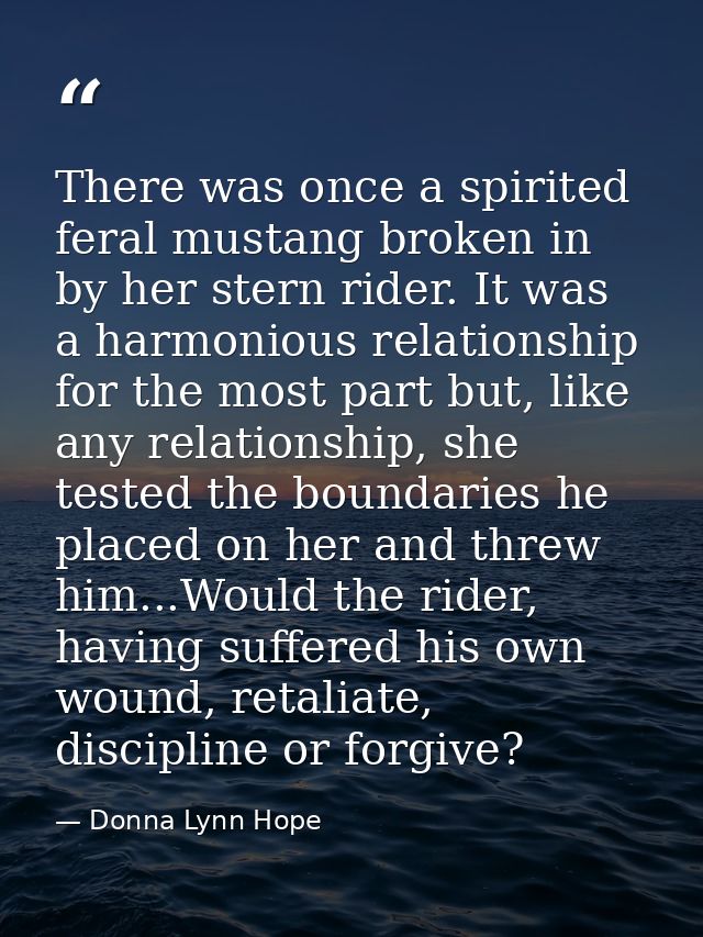 There was once a spirited feral mustang broken in by her stern rider. It was a harmonious relationship for the most part — Donna Lynn Hope