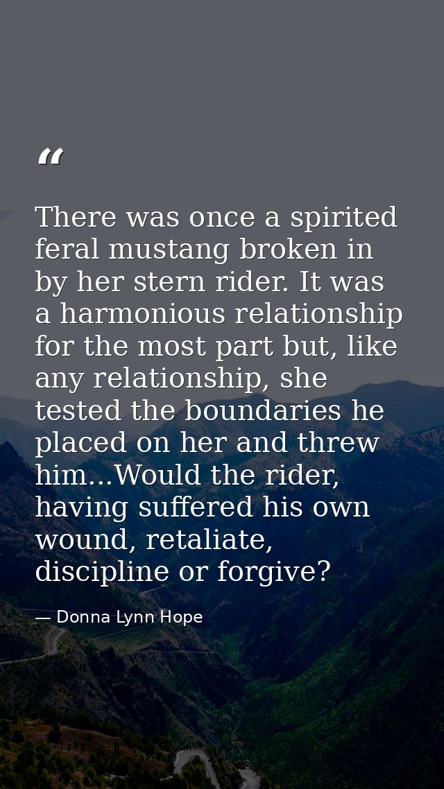 There was once a spirited feral mustang broken in by her stern rider. It was a harmonious relationship for the most part — Donna Lynn Hope