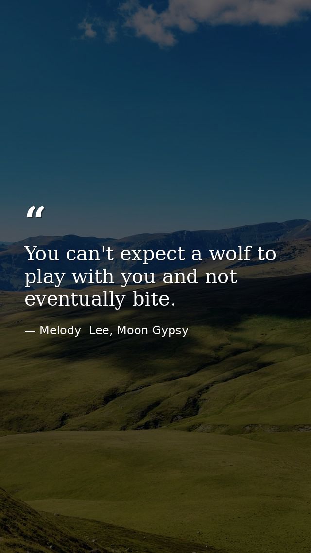 You can't expect a wolf to play with you and not eventually bite. — Melody  Lee, Moon Gypsy