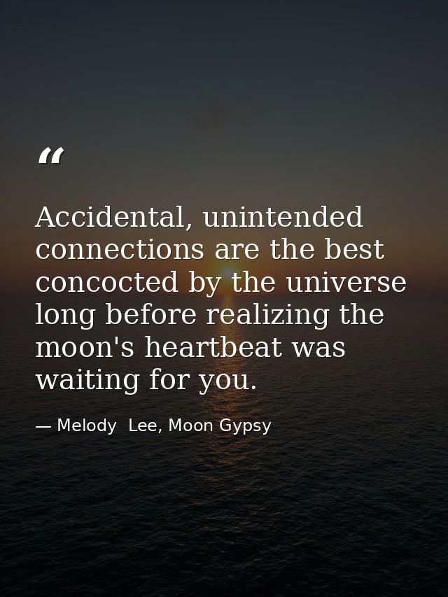 Accidental, unintended connections are the best concocted by the universe long before realizing the moon's heartbeat was — Melody  Lee, Moon Gypsy