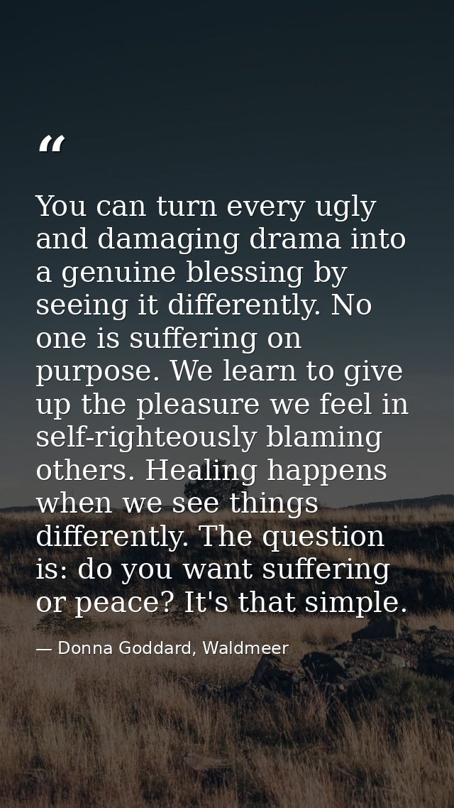 You can turn every ugly and damaging drama into a genuine blessing by seeing it differently. No one is suffering on purp — Donna Goddard, Waldmeer