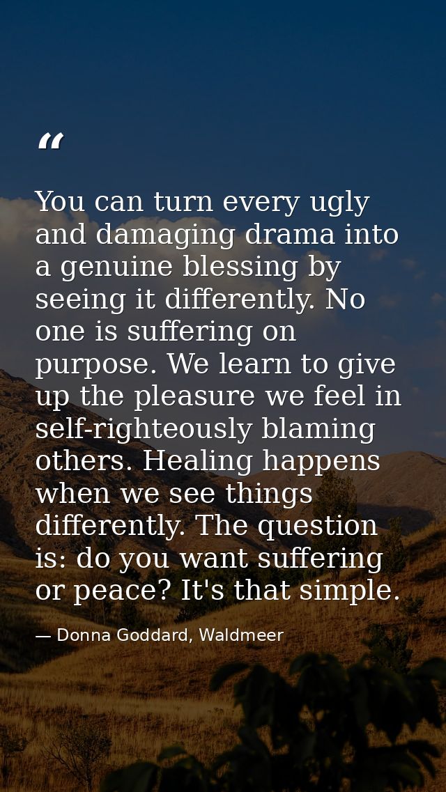 You can turn every ugly and damaging drama into a genuine blessing by seeing it differently. No one is suffering on purp — Donna Goddard, Waldmeer