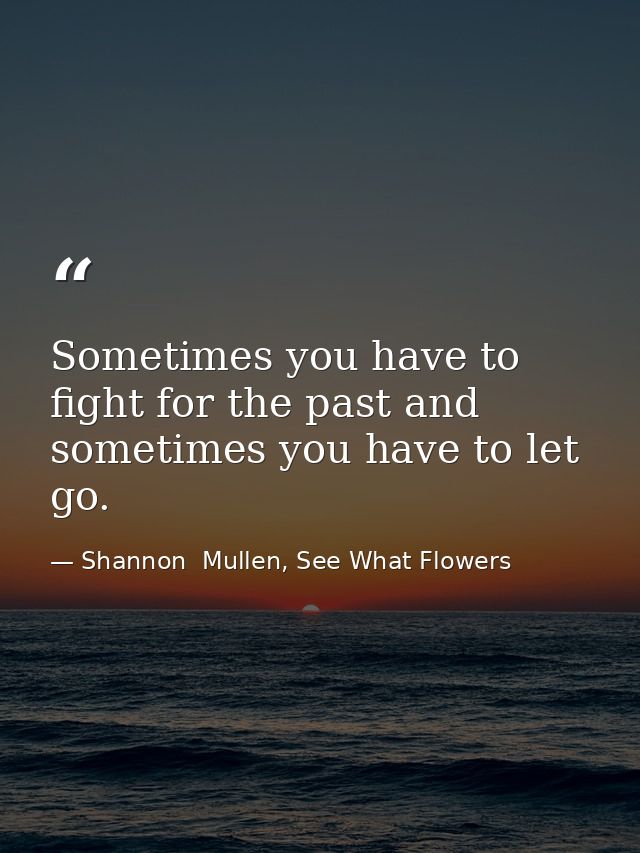 Sometimes you have to fight for the past and sometimes you have to let go. — Shannon  Mullen, See What Flowers