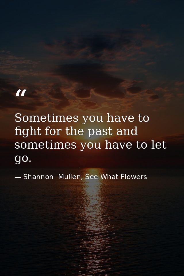 Sometimes you have to fight for the past and sometimes you have to let go. — Shannon  Mullen, See What Flowers