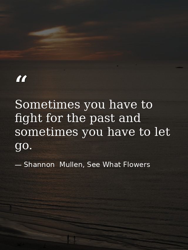 Sometimes you have to fight for the past and sometimes you have to let go. — Shannon  Mullen, See What Flowers