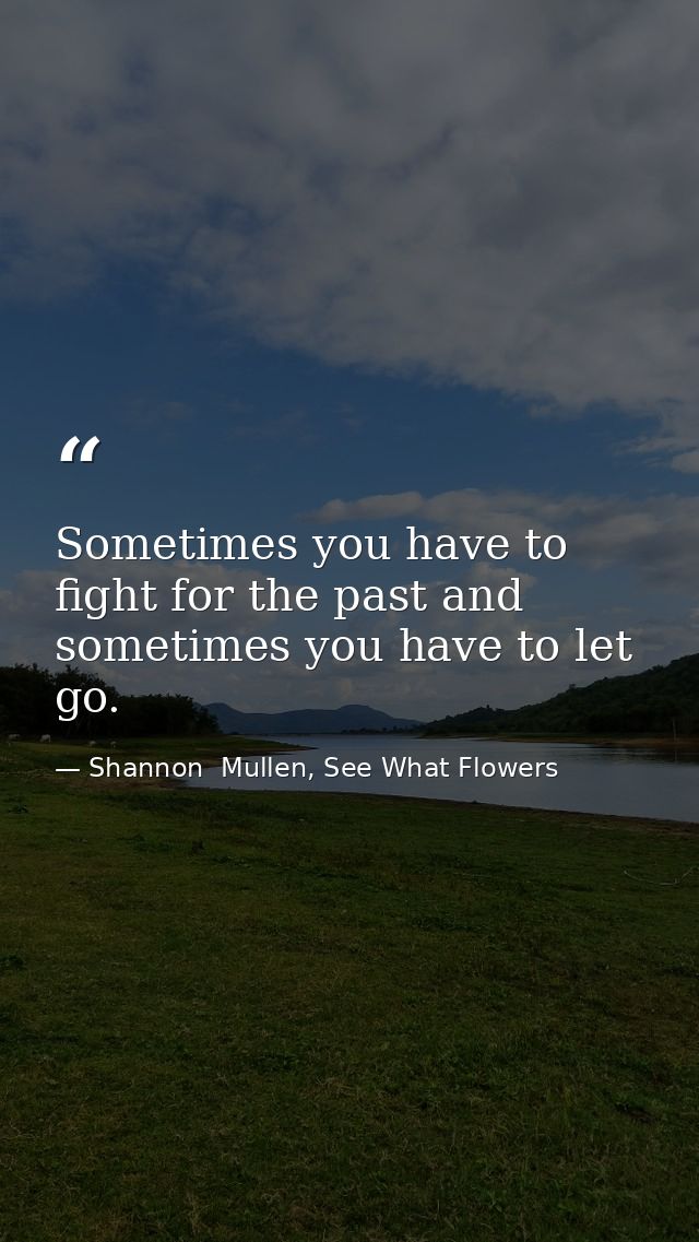Sometimes you have to fight for the past and sometimes you have to let go. — Shannon  Mullen, See What Flowers