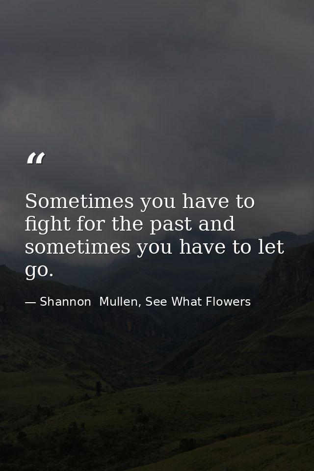 Sometimes you have to fight for the past and sometimes you have to let go. — Shannon  Mullen, See What Flowers