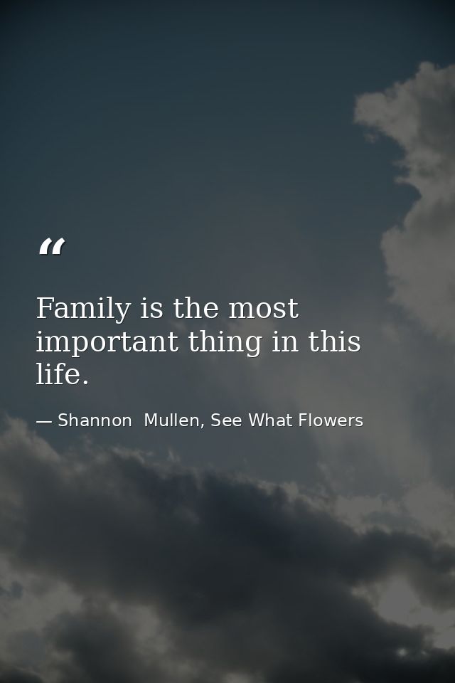 Family is the most important thing in this life. — Shannon  Mullen, See What Flowers