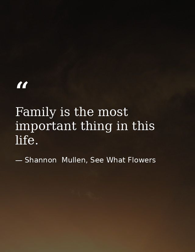 Family is the most important thing in this life. — Shannon  Mullen, See What Flowers