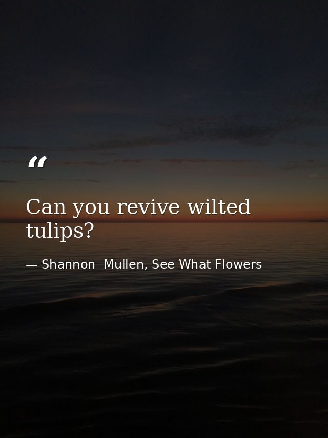 Can you revive wilted tulips? — Shannon  Mullen, See What Flowers