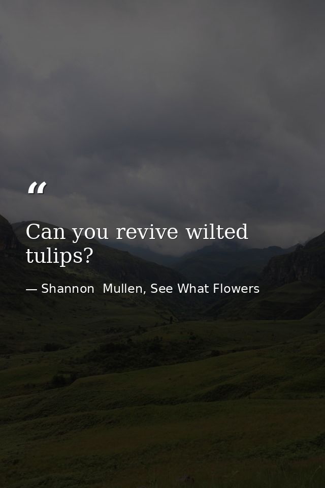 Can you revive wilted tulips? — Shannon  Mullen, See What Flowers