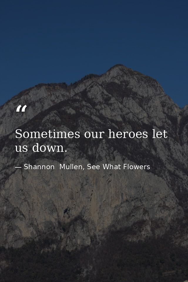 Sometimes our heroes let us down. — Shannon  Mullen, See What Flowers