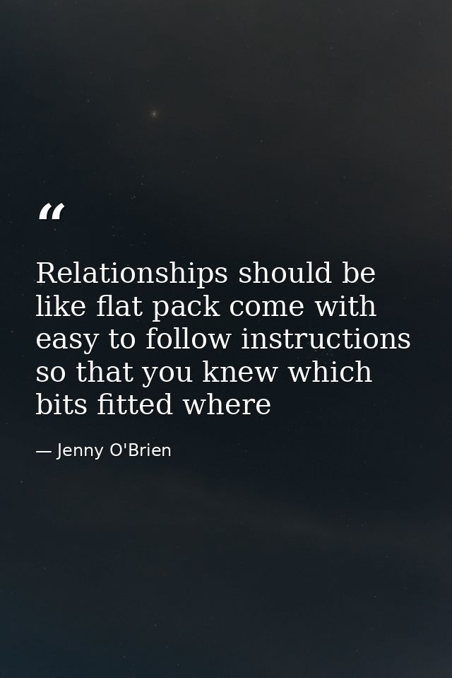 Relationships should be like flat pack come with easy to follow instructions so that you knew which bits fitted where — Jenny O'Brien