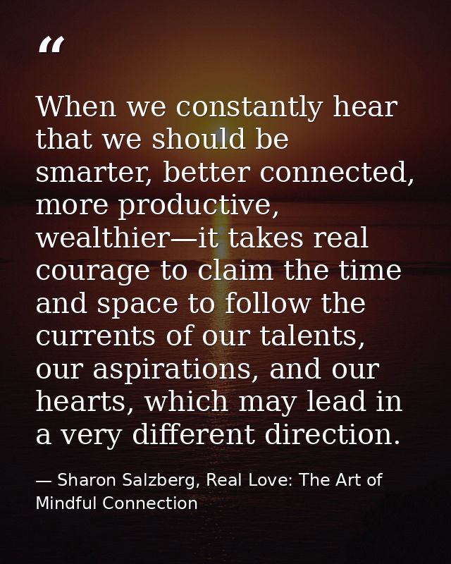 When we constantly hear that we should be smarter, better connected, more productive, wealthier—it takes real courage to — Sharon Salzberg, Real Love: The Art of Mindful Connection
