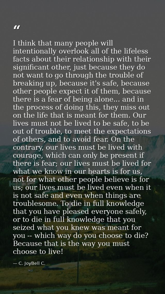 I think that many people will intentionally overlook all of the lifeless facts about their relationship with their signi — C. JoyBell C.