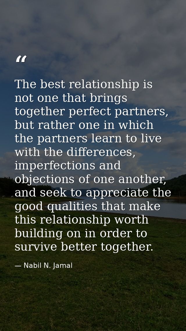 The best relationship is not one that brings together perfect partners, but rather one in which the partners learn to li — Nabil N. Jamal