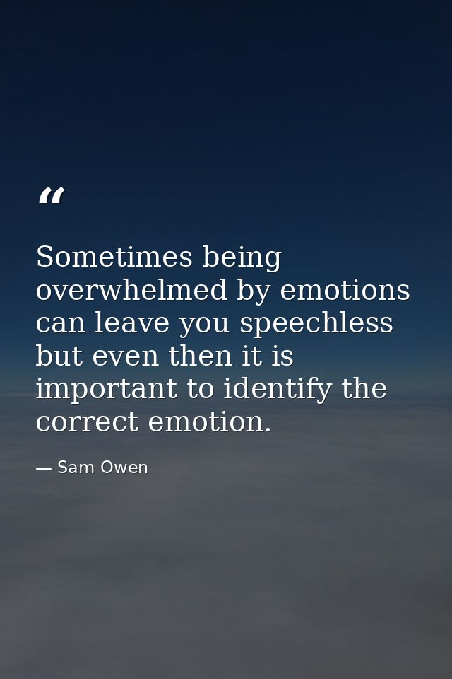 Sometimes being overwhelmed by emotions can leave you speechless but even then it is important to identify the correct e — Sam Owen