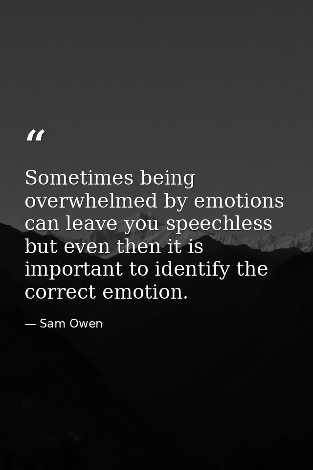 Sometimes being overwhelmed by emotions can leave you speechless but even then it is important to identify the correct e — Sam Owen