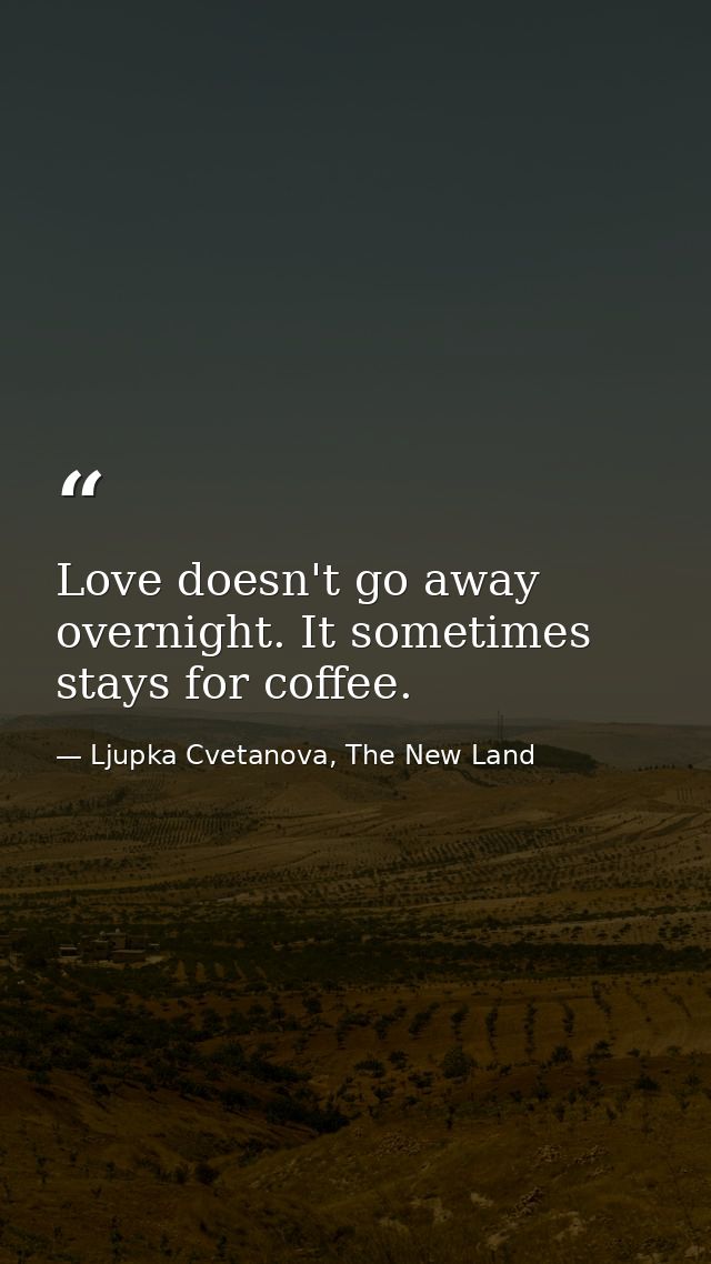 Love doesn't go away overnight. It sometimes stays for coffee. — Ljupka Cvetanova, The New Land