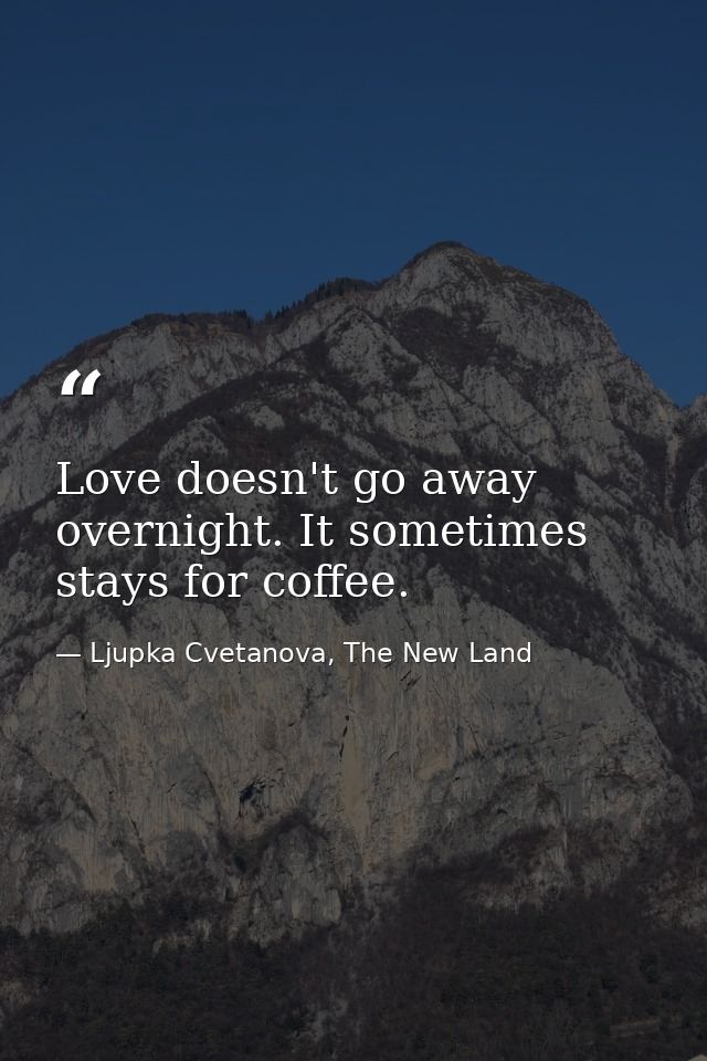 Love doesn't go away overnight. It sometimes stays for coffee. — Ljupka Cvetanova, The New Land