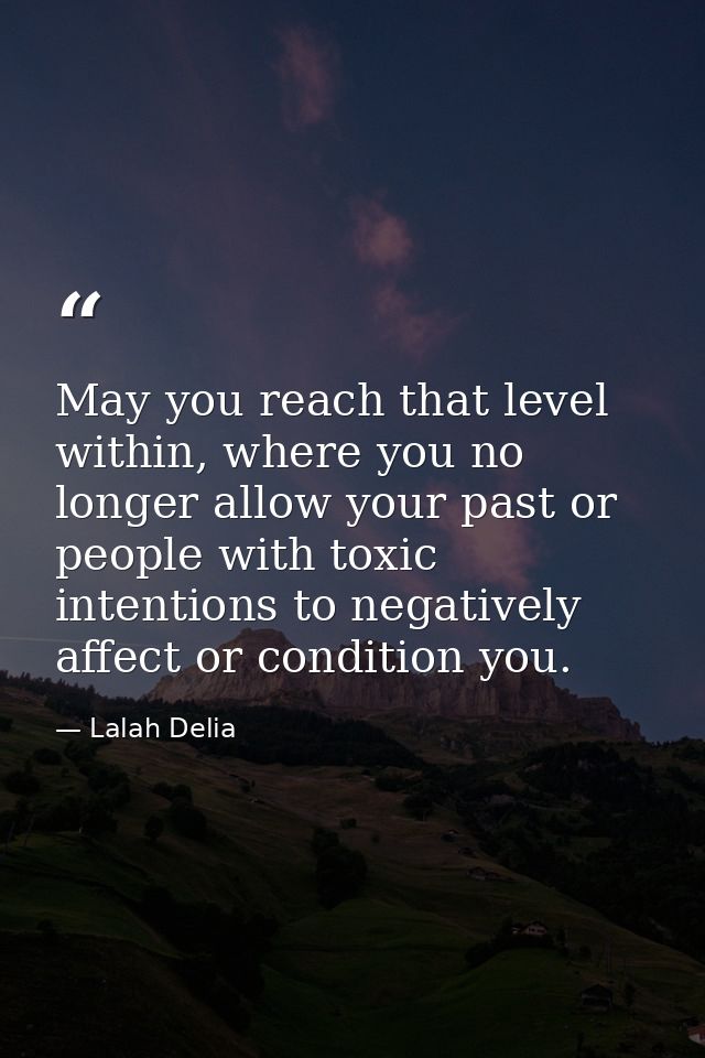 May you reach that level within, where you no longer allow your past or people with toxic intentions to negatively affec — Lalah Delia