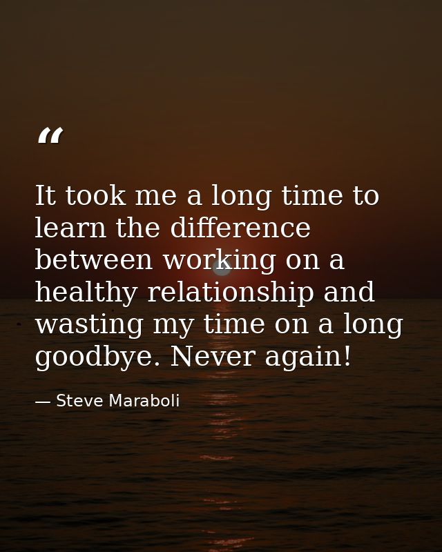 It took me a long time to learn the difference between working on a healthy relationship and wasting my time on a long g — Steve Maraboli